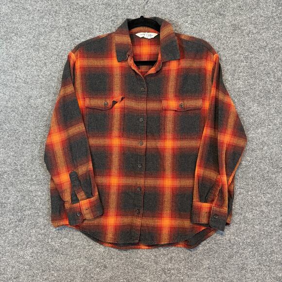 Old Navy Shirt Womens M The Boyfriend Shirt Taylor Swift Evermore Plaid Flannel - Picture 1 of 10